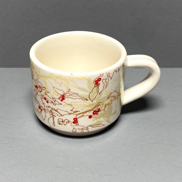 Starbucks Coffee Mug 2009 Holiday Tea Cup 10oz Berry Branch Foliage - Picture 1 of 12